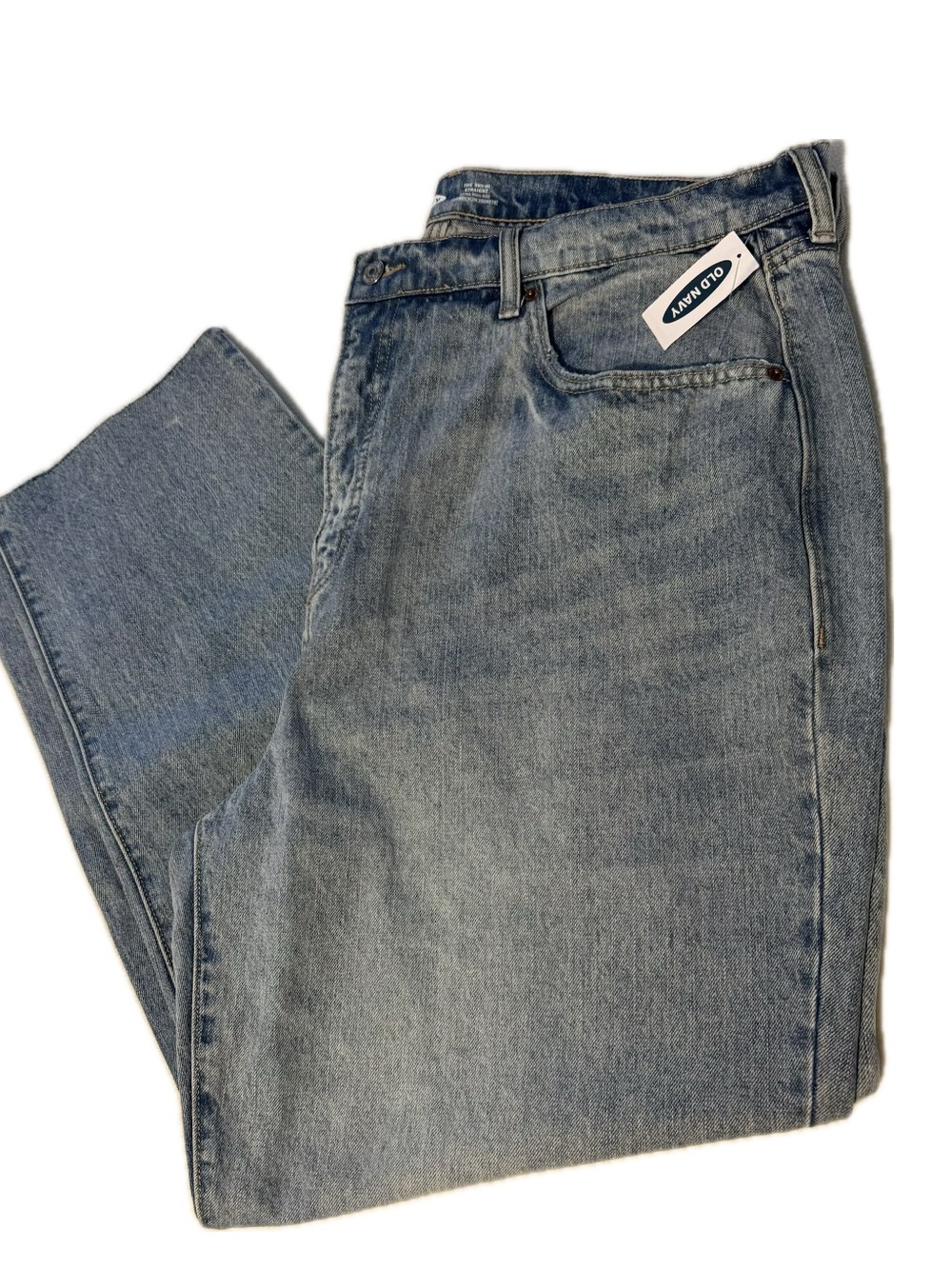 Old Navy Extra High Rise Straight Leg Raw Edge Jeans Size 20 Light Wash NWT